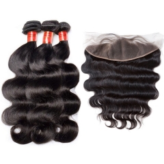 【12A 3PCS+ 13*4 Frontal】 Peruvian Body Wave Human Hair 3pcs and 1pc 13*4 Lace Frontal Closure Peruvian Body Wave Human Virgin Hair Free Shipping