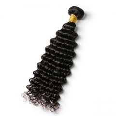 【13A 1PCS】 Hair Bundles Deep Wave Peruvian Human Hair Virgin Hair Natural Black Color Hair Bundles