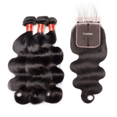 【12A 3PCS+ 5*5 HD Lace】Body Wave Human Hair bundles 3pcs with Undetectable Transparent HD 5*5 Lace Closure Free Shipping