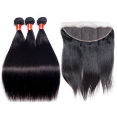 【12a 3pcs+ 13*4 HD Frontal】Ulahair Brazilian Hair Sew Ins With Closures|Bundles With Closure|3pcs And 13*4 HD Lace Fronta With Straight Free Shipping