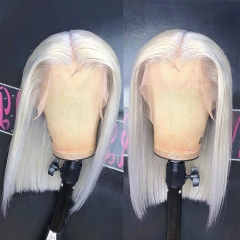 【New In】13A Grey Color 180% Density Straight 13x4 Lace Front BOB Wig Short BOB Virgin Human Hair 13x4 frontal Lace Wigs