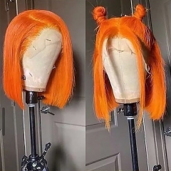 【New In】13A Orange Color 180% Density 13x4 Straight Lace Front BOB Wig Short BOB Virgin Human Hair 13x4 frontal Lace Wigs