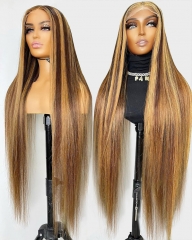 【New In】Ulahair 13A Body Wave/ Straight Highlight Mix Color 13*4 Transparent Lace Front Wigs 180% Density Virgin Human Hair Wigs