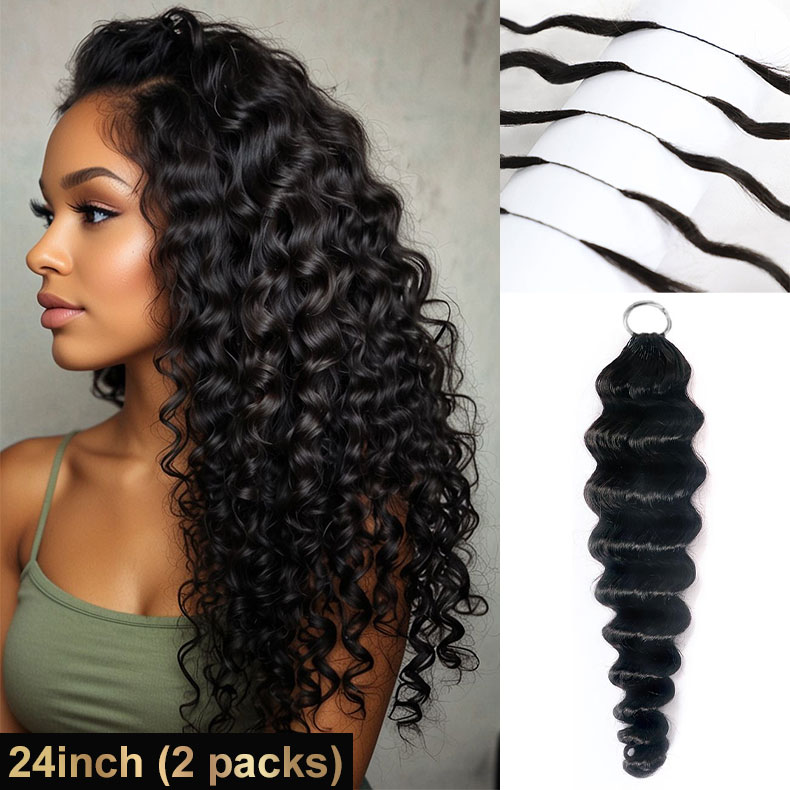 Feather Crochet Braids Micro Ring Loop Crochet Soft Hair Extension 5pcs ...